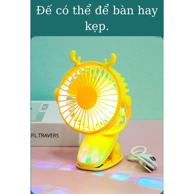 [Ảnh Thật] Quạt Mini Văn Phòng,Quạt Kẹp Xe Đẩy,Kẹp Để Bàn,Xoay 360 Độ,Tích Hợp Đèn Ngủ-Suti Baby House | BigBuy360 - bigbuy360.vn