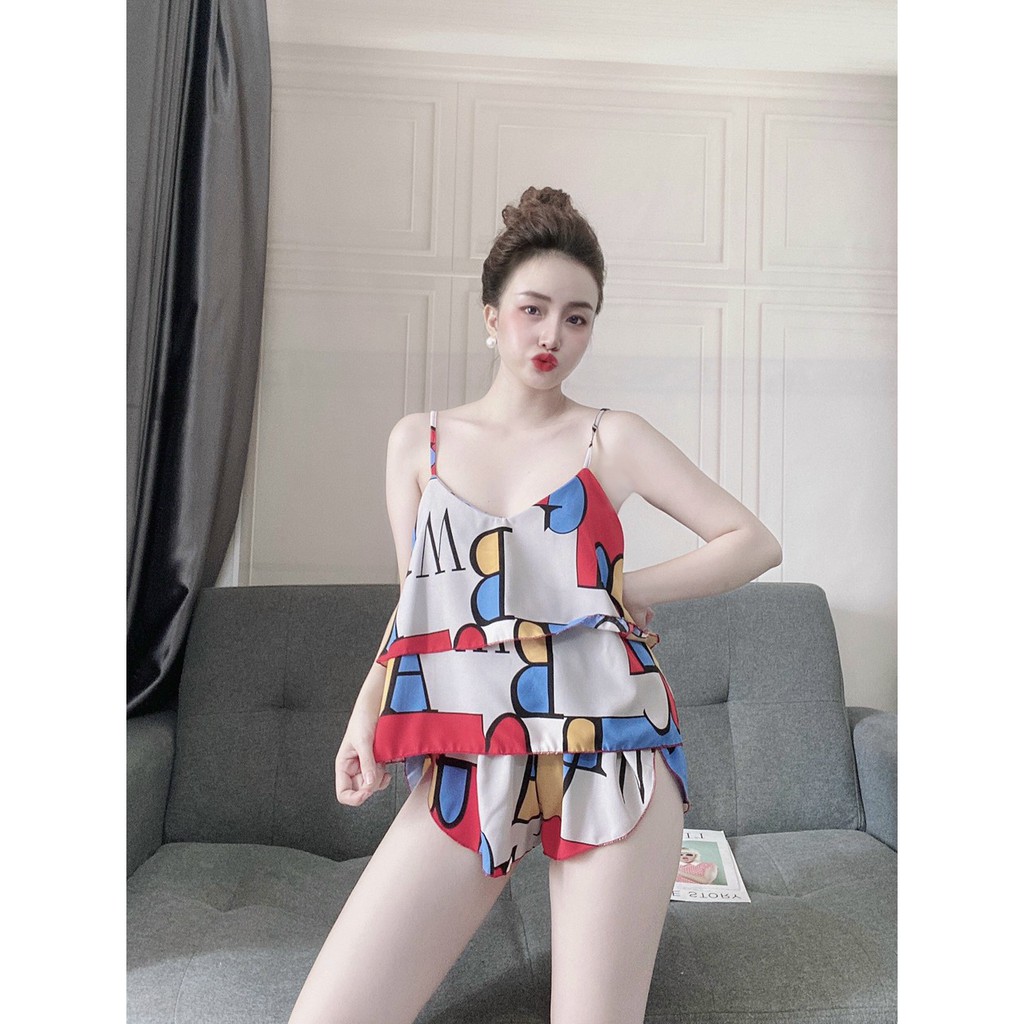 Đồ Mặc Nhà 2 Dây Sexy  Quần Cọc Họa Tiết Lập Thể Chất Lụa Latin Cao Cấp Form Chuẩn Size Dưới 60kg Mặc Vừa | BigBuy360 - bigbuy360.vn