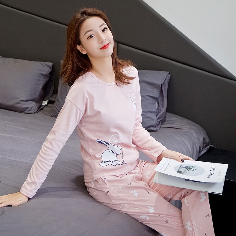 Đồ bộ nữ dài tay dễ thương, Đồ ngủ nữ cotton thun dài tay