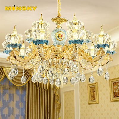 Đèn chùm MONSKY ALACA pha lê trang trí nội thất sang trọng 15 tay - kèm bóng LED chuyên dụng