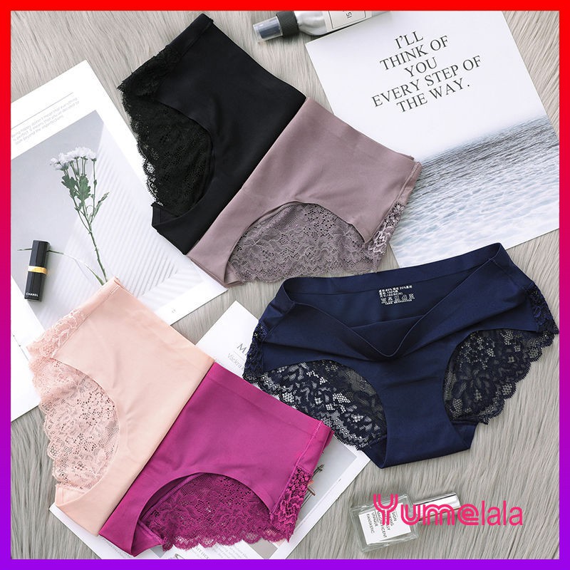 Set 3 Quần Lót Nữ Su Lụa Mềm Mại Phối Ren Gợi Cảm | Đáy Kháng Khuẩn Chất Đẹp Mặc Êm Ái Dễ Chịu Co Giãn Tốt