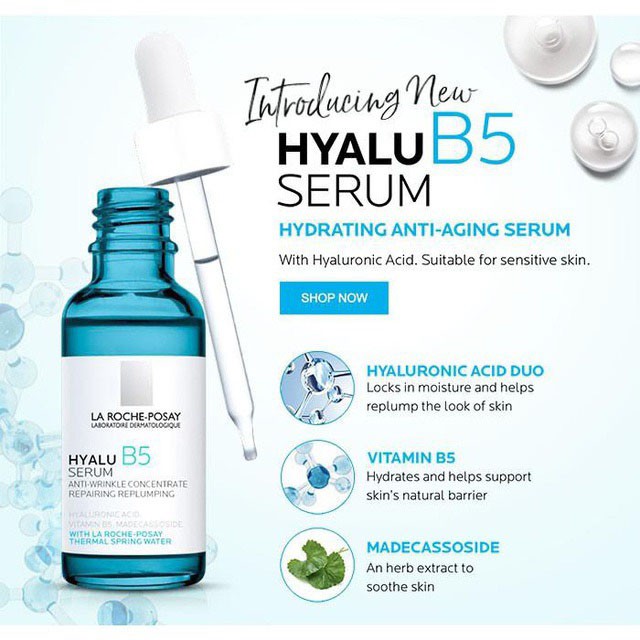 Dưỡng chất chuyên sâu giúp hỗ trợ quá trình tái tạo da La Roche-Posay Hyalu B5 Serum 30ml