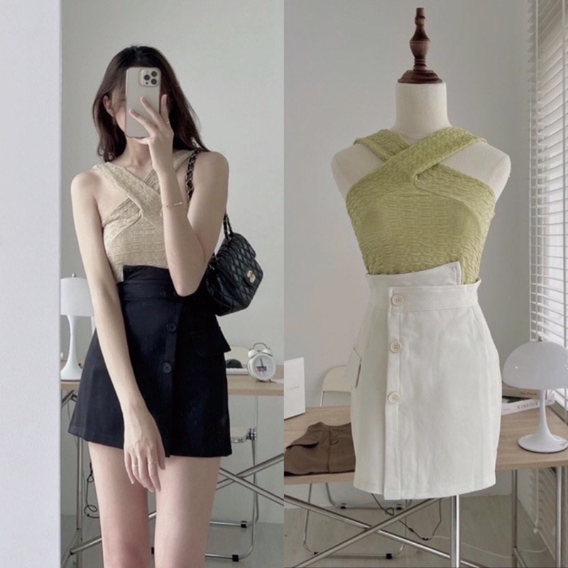 Chân váy hai da mùa hè có quần trong hàng Quảng Châu