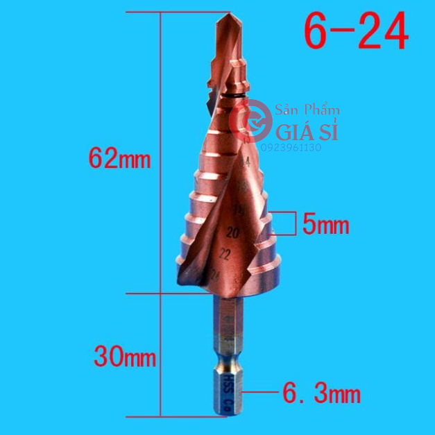 Mũi khoan tháp HSS Coban M35 khoan inox chuôi lục giác - mũi khoan bước ❤️freeship❤️