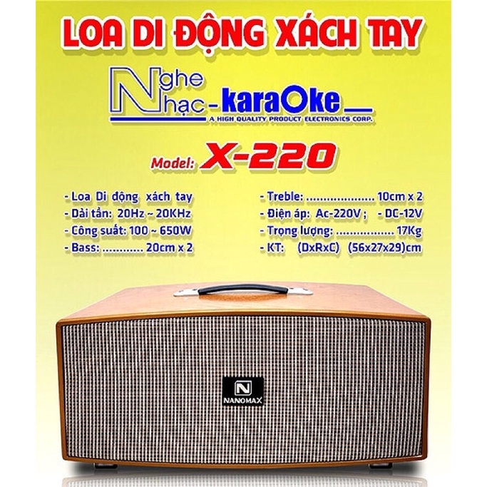 Loa karaoke xách tay chính hãng Nanomax X-220