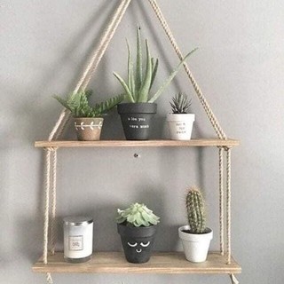 Kệ trang trí 2 tầng gỗ dây thừng
