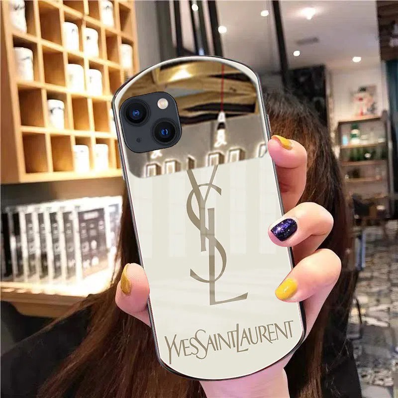 Ốp Điện Thoại Mặt Kính Viền Cong Màu Bạc Sang Trọng Cho IPhone 13 12 11 Pro Max XS Max XR X 8 7 Plus