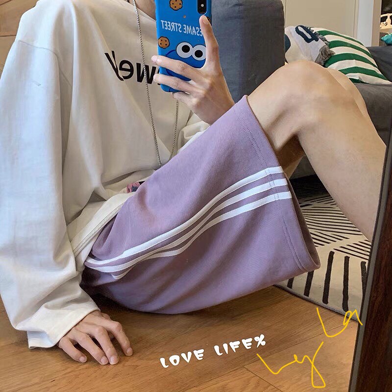 Quần short form rộng 7 màu unisex Quần đùi 3 sọc phong cách Ullangzang nam nữ đều mặc hot trèn vải umi siêu mát