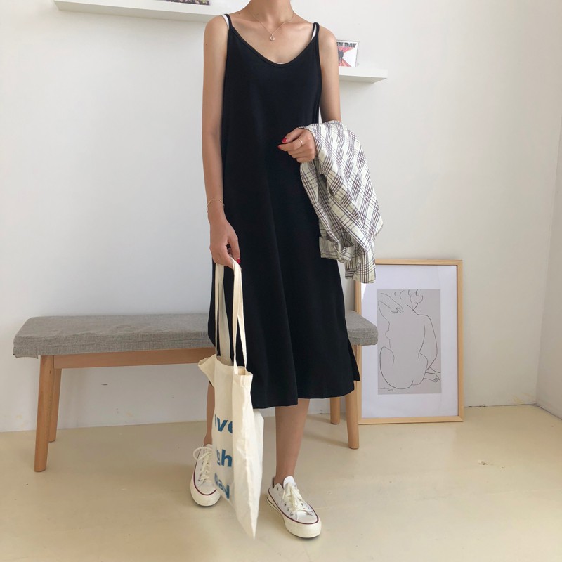 Váy thun 2 dây cotton dáng suông dài thoáng mát và năng động by Liola.thietke