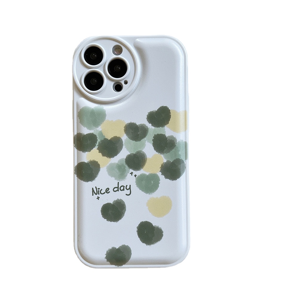 ốp iphone màu xanh lá cây rơi mô hình trái tim TPu Silicone Case Điện thoại iPhone 11 Pro Max X Xr Xs 7 8 14 Plus Se 2020 12 pro max 13 mini