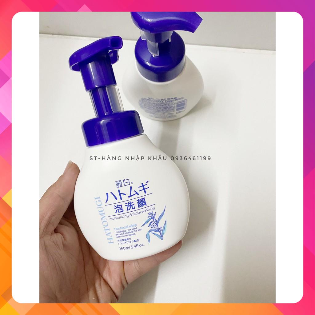 Sữa rửa mặt tạo bọt ý dĩ Hatomugi Facial whip 160ml dưỡng ẩm trắng da hàng Nhật nội địa