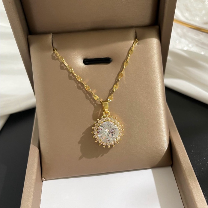 Dây Chuyền Titan Hoa Kim Cương Nhân Tạo Sang Trọng TT 4171