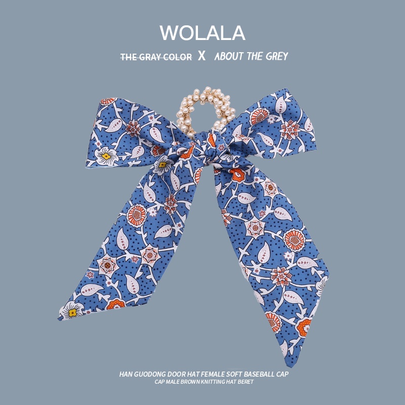 Băng Đô Cài Tóc Dài Bằng Lụa Cao Cấp Màu Xanh Dương