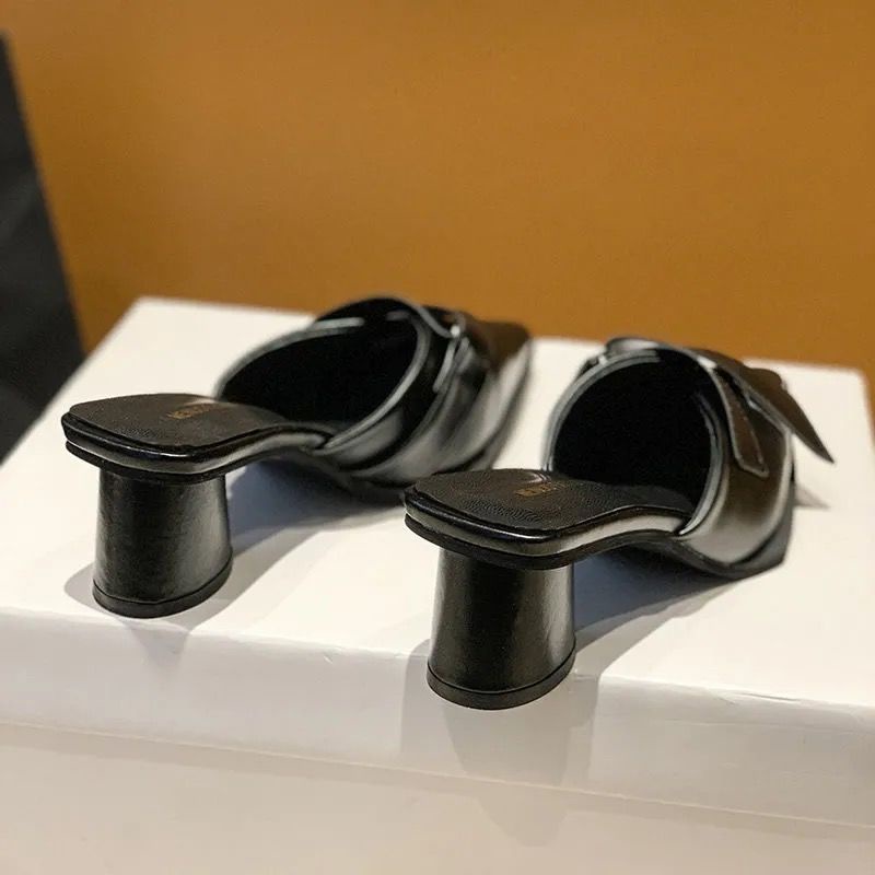 Giày Muller Gót Dày Mũi Nhọn Phong Cách Thời Trang Âu Mỹ Dành Cho Nữ