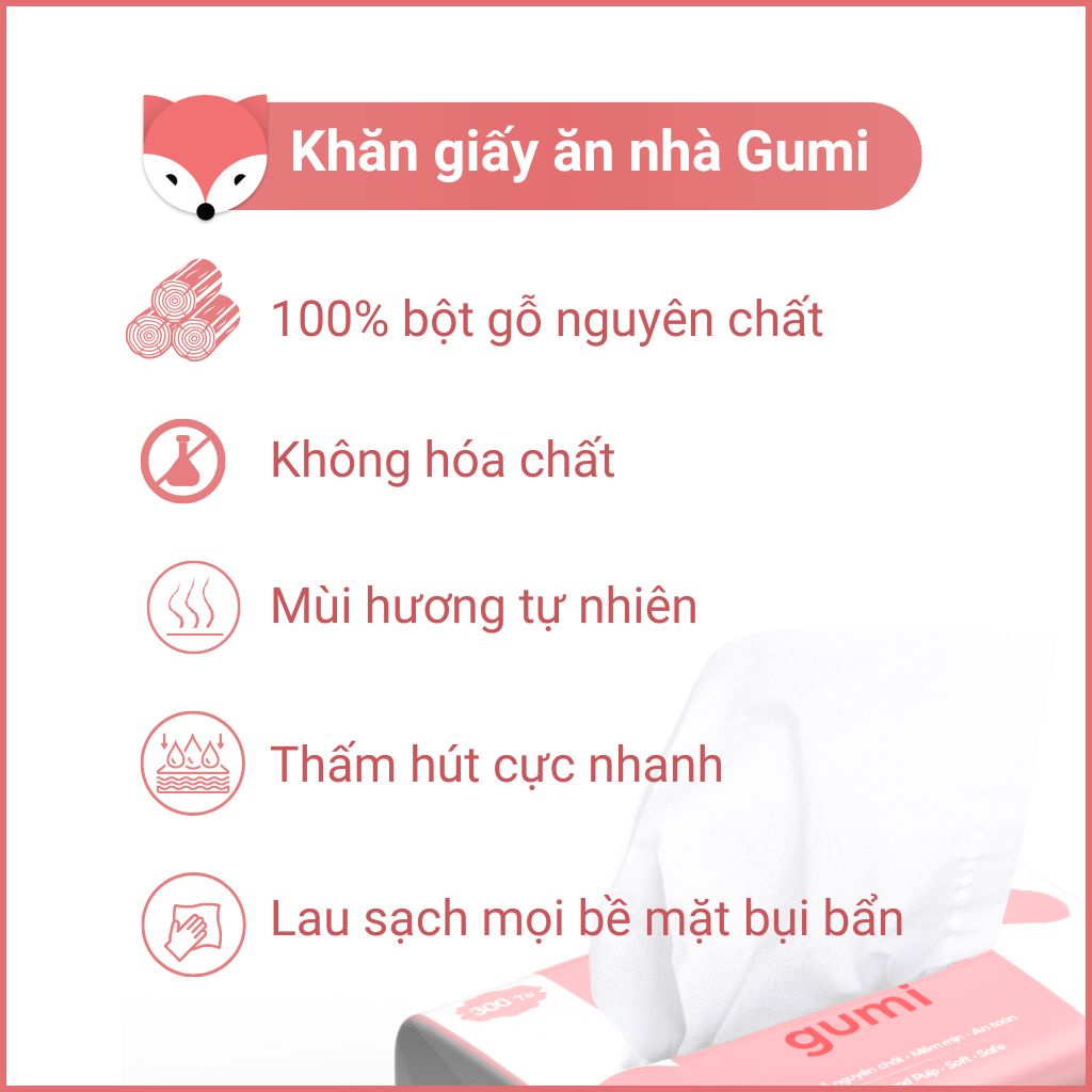 Thùng 30 gói giấy ăn cao cấp Gumi tiện lợi cho gia đình