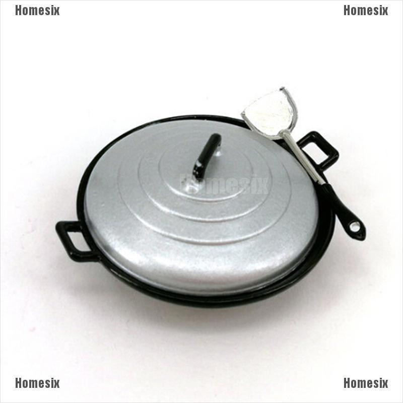 [HoMSI] 3Pcs/set 1:12 dollhouse miniature kitchen wok pot cover pancake turner toys SUU