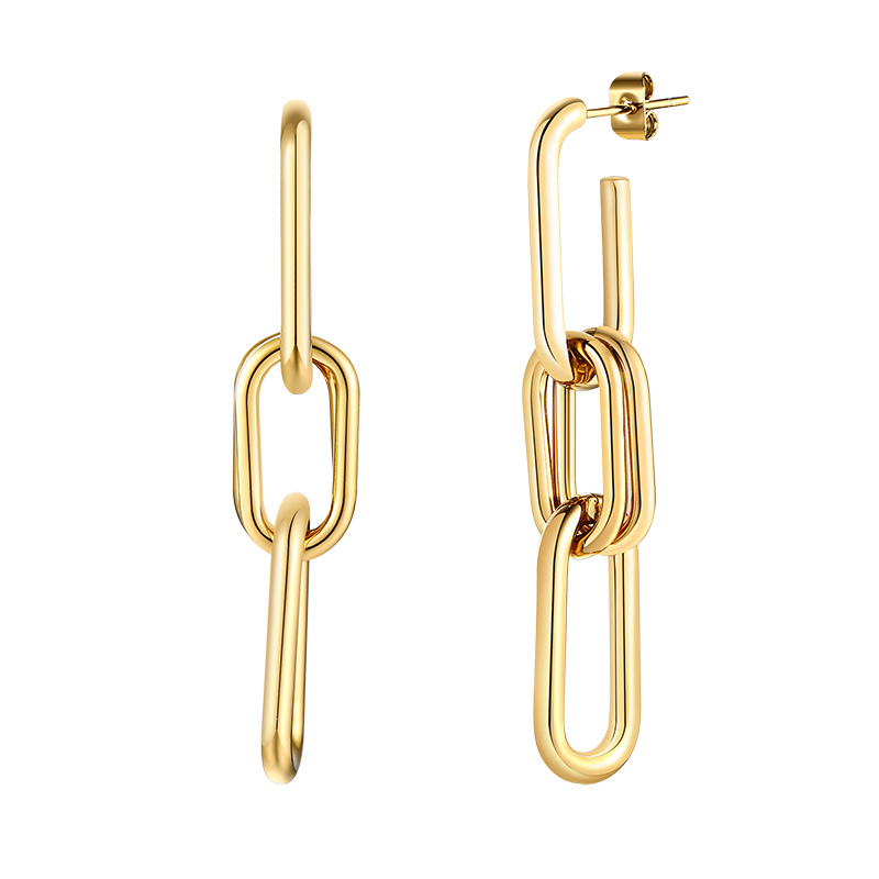 Vnox Hoa Tai Dạng Xích Mạ Vàng Thời Trang