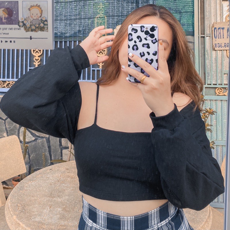 &lt;CÓ BIGSIZE&gt; SET ÁO CROP CÁNH DƠI _ CÓ MÚT NGỰC