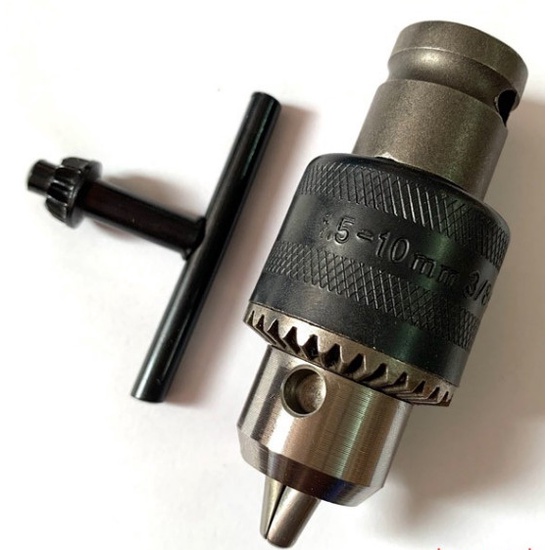 Đầu chuyển bu lông 1/2 sang đầu kẹp mũi khoan 10ly + đầu khoan 10mm