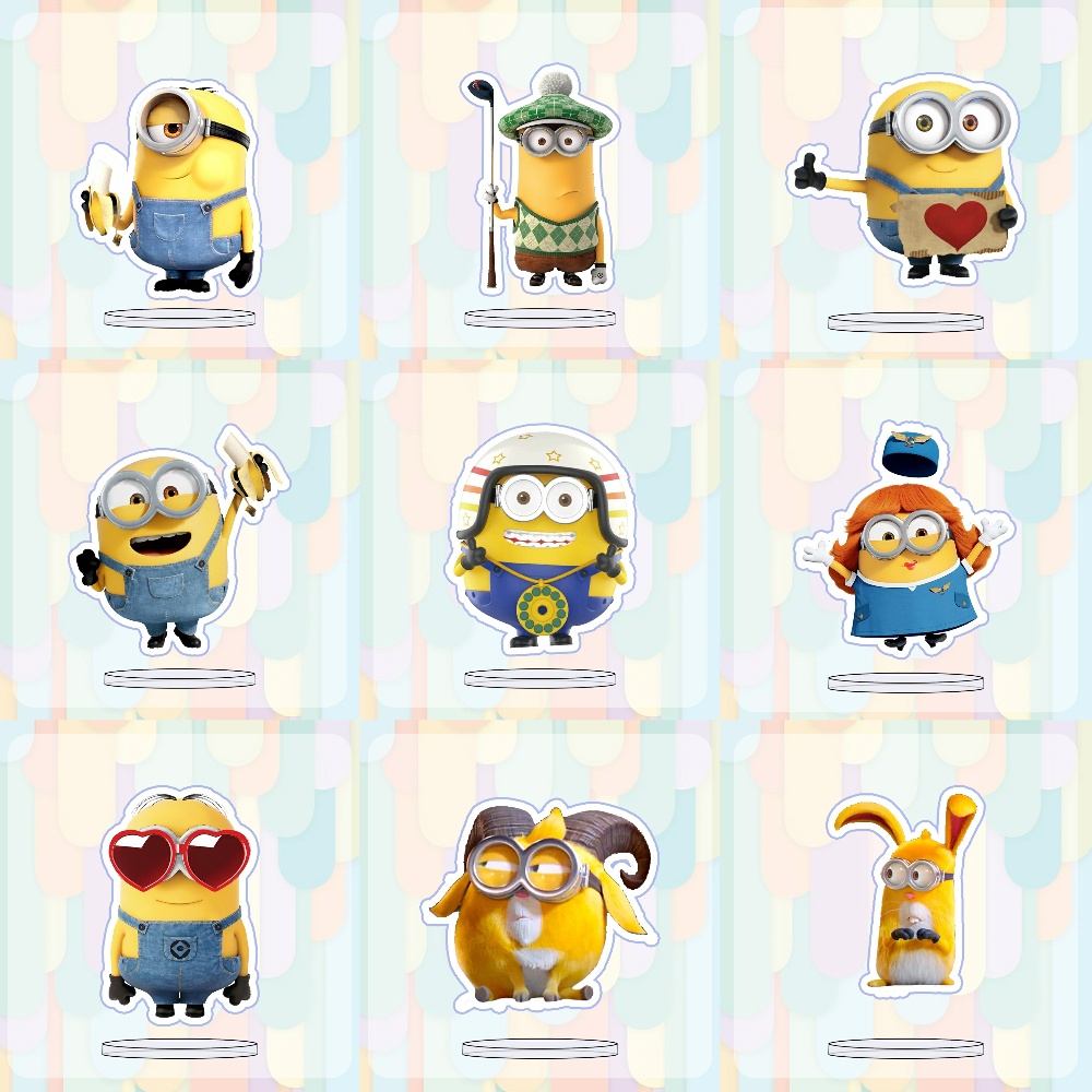( mini 3cm ) Mô hình standee Minions anime chibi phim hoạt hình The Rise Of Gru trang trí góc học tập