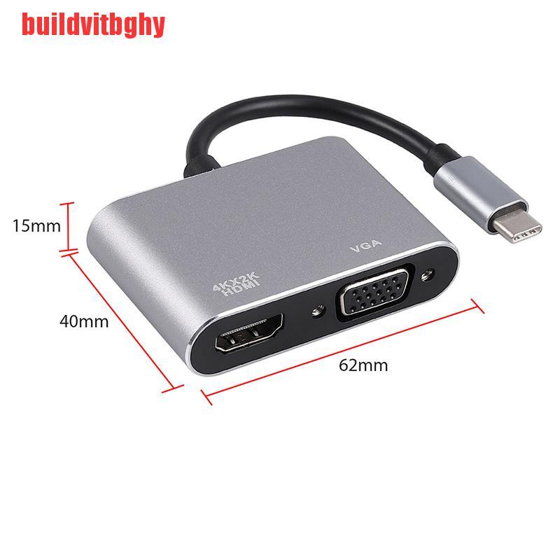 (Mua-Code) Hub Chuyển Đổi Từ Usb 3.1 Type C Sang Vga Multiport Adapter Usb C Sang Hdmi 4k Uhd