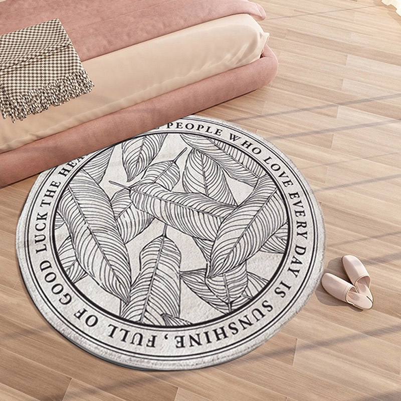 Thảm lót sàn hình tròn chất liệu dày dặn trang trí phòng ngủ