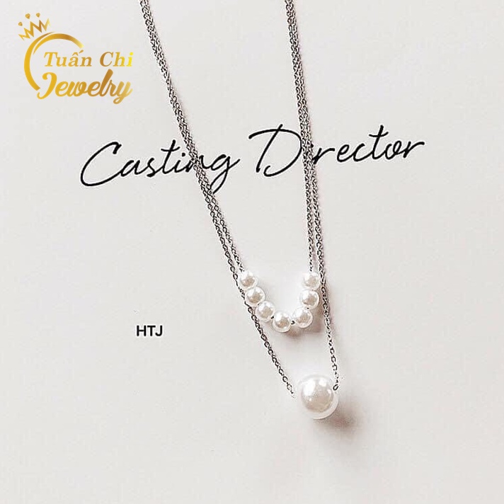 Vòng Cổ Bạc- Dây Chuyền Nữ Dáng Choker Đính Ngọc Cá Tính, Thời Trang Hàn Quốc