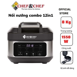 Nồi nướng CHEF&CHEF 12 in 1 thiết kế hiện đại sang trọng, hiện đại.
