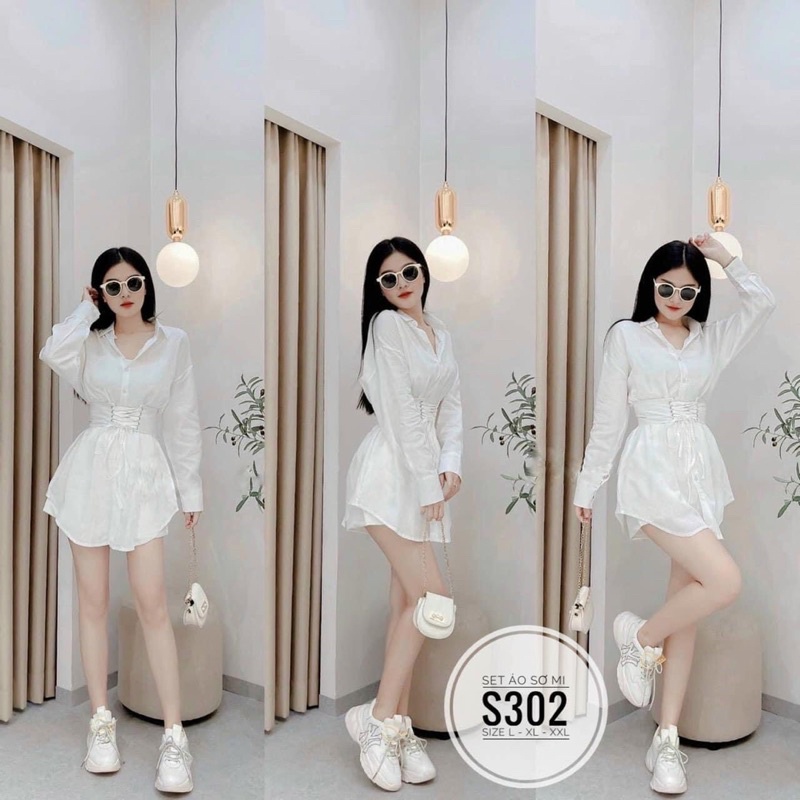 đầm sơ mi kèm nịt + quần bigsize 55kg-95kg❤️❤️