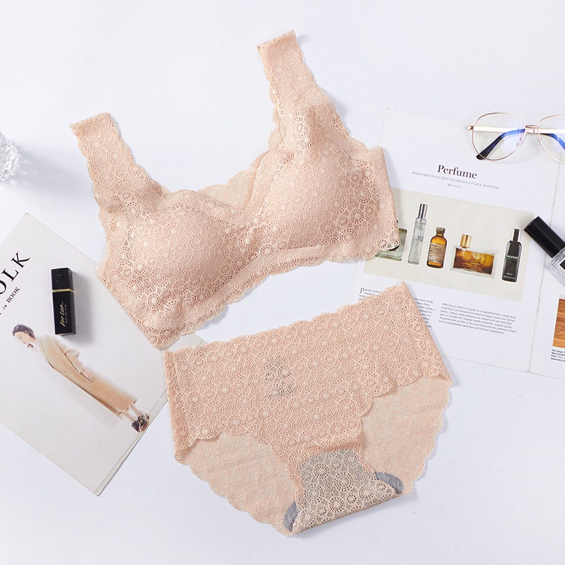 Bộ đồ lót áo ngực không gọng có đệm lót phối ren quyến rũ (có bán lẻ)
