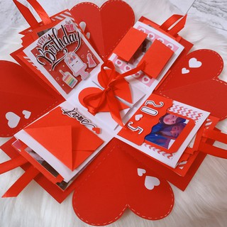 Hộp quà Lovebox Exploding Box - Mẫu Đỏ Trắng