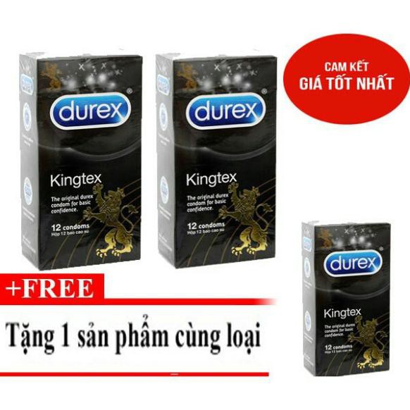 Bộ 2 hộp bao cao su Durex Kingtex siêu mỏng ôm khít body - Hộp 12Cái, Tặng thêm 1 hộp cùng loại.