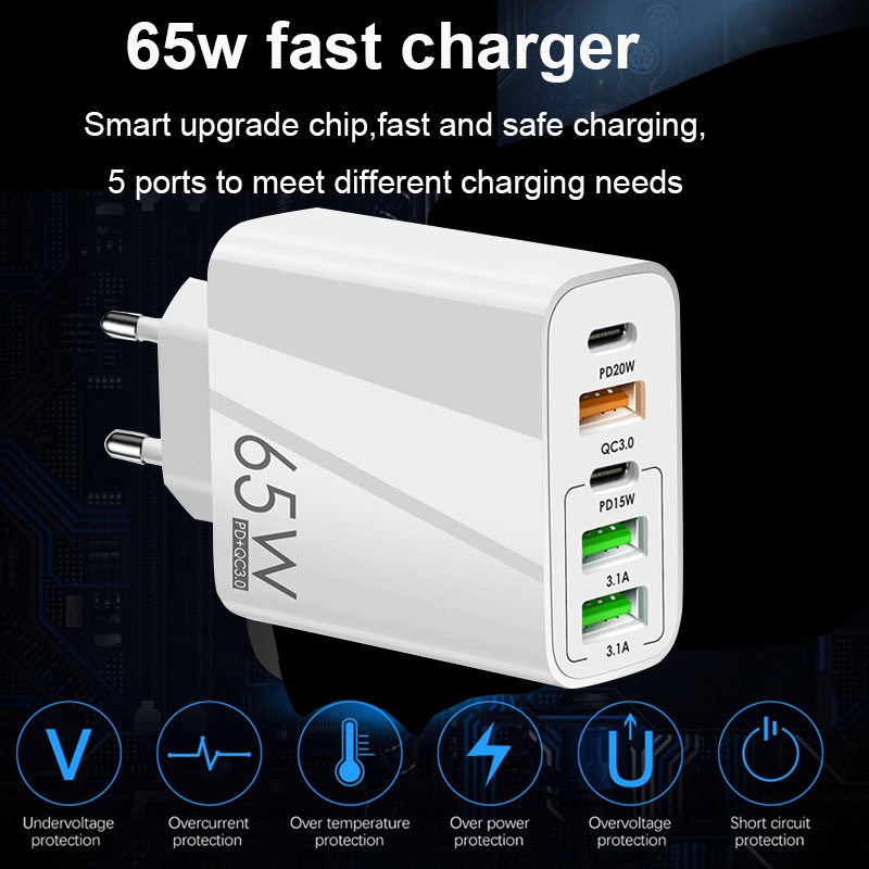 Sạc nhanh 4a Sạc điện thoại Mmobile Pd 65w+3usb Sạc đa cổng
