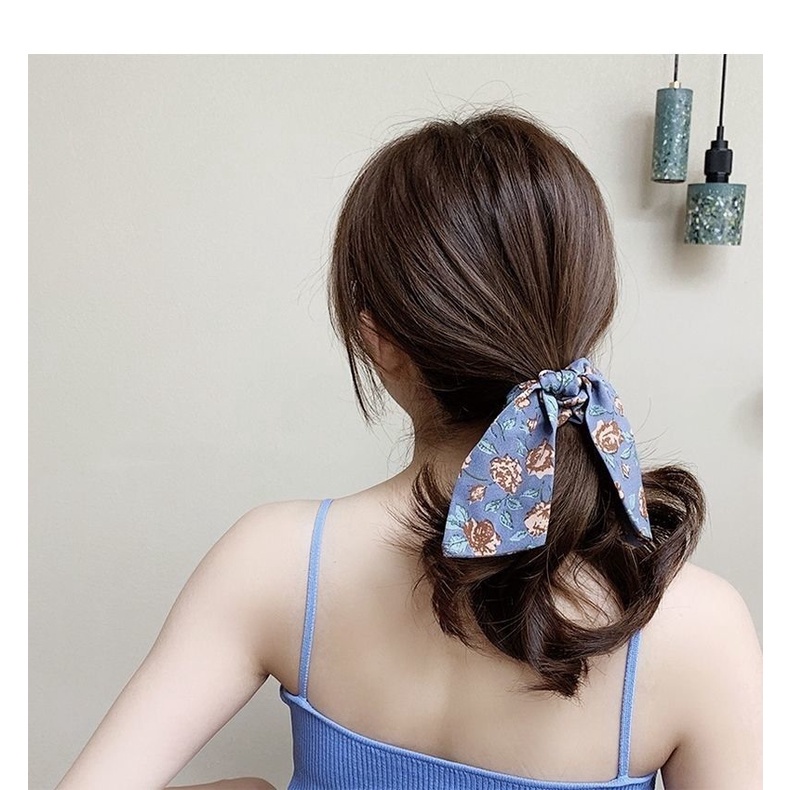 Dây Cột Tóc Thắt Nơ In Họa Tiết Hoa Phong Cách Hàn Quốc Cổ Điển Thời Trang Cho Nữ