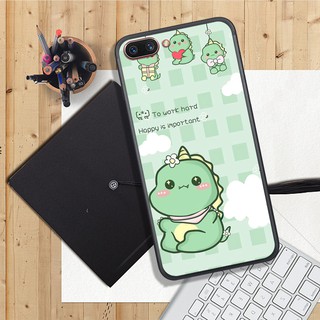 Ốp lưng oppo a3s/a1k/a71/a83, in hình chú khủng long siêu cute pho mai.
