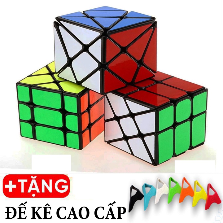 Combo 3 Rubik Axis, Windmill, Fisher - Rubik Biến Thể Viền Đen Cao Cấp