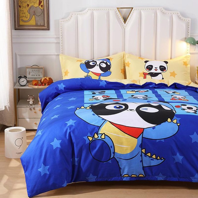 Bộ Chăn Ga Gối Cotton Tina - Gấu Panda