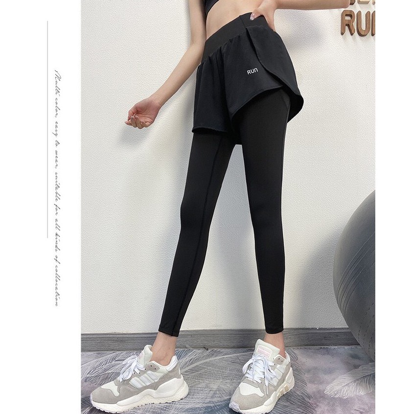 Quần legging liền quần đùi tập gym yoga ❤️FREESHIP❤️ vải thun co giãn thoải mái cho nữ tập thể thao Rẻ Đẹp GYMSTORE 115