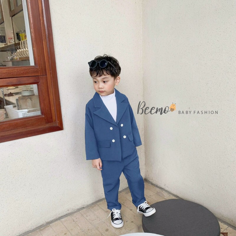 Set vest bé trai 4 khuy chất tex Hàn kiểu dáng Hàn Quóc cực bảnh, sang cho bé mặc đi chơi, đi tết, đi sự kiện