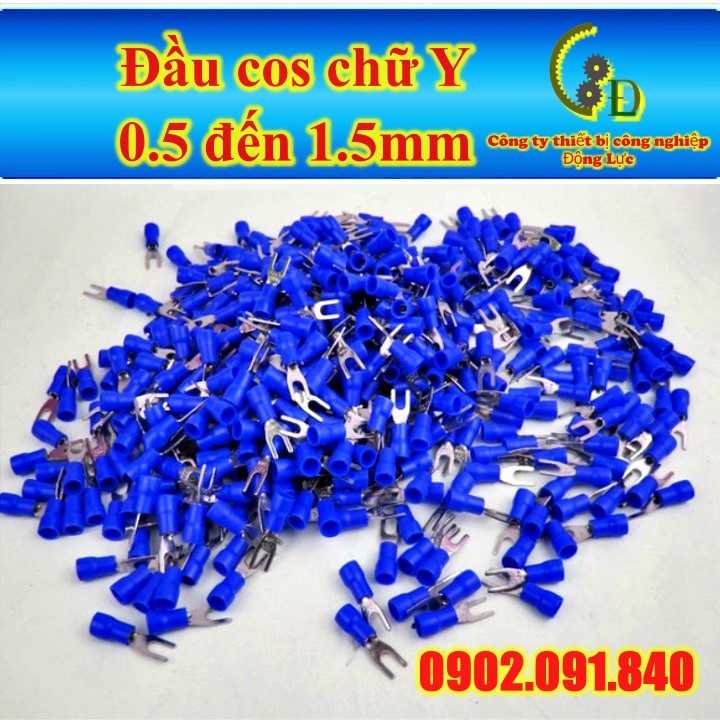 Đầu cos dây điện chữ Y bọc nhựa SV 1.25, đầu cốt chỉa đồng bấm dây 1.5mm, cosse  nối điện V