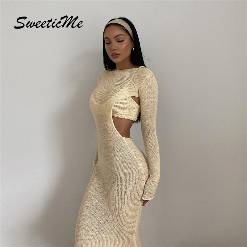 Set Đầm Cổ Tròn Trễ Vai Sweeticme