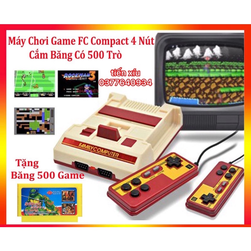 Máy Chơi Game FC Compact 4 Nút Cắm Băng Có 133 Trò ☝Tặng Băng Game điện tử 4 nút☝ Thời Xưa 8X, 9X hiệu Flamily Computer
