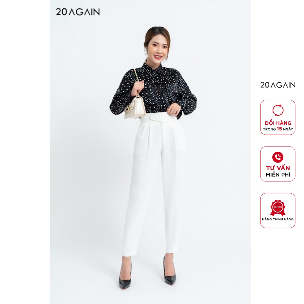 [Mã WABR20A30 giảm 10% đơn 99K] Áo Sơ Mi nữ công sở 20AGAIN Áo sơ mi Cổ Đức 2 Túi ASC0051