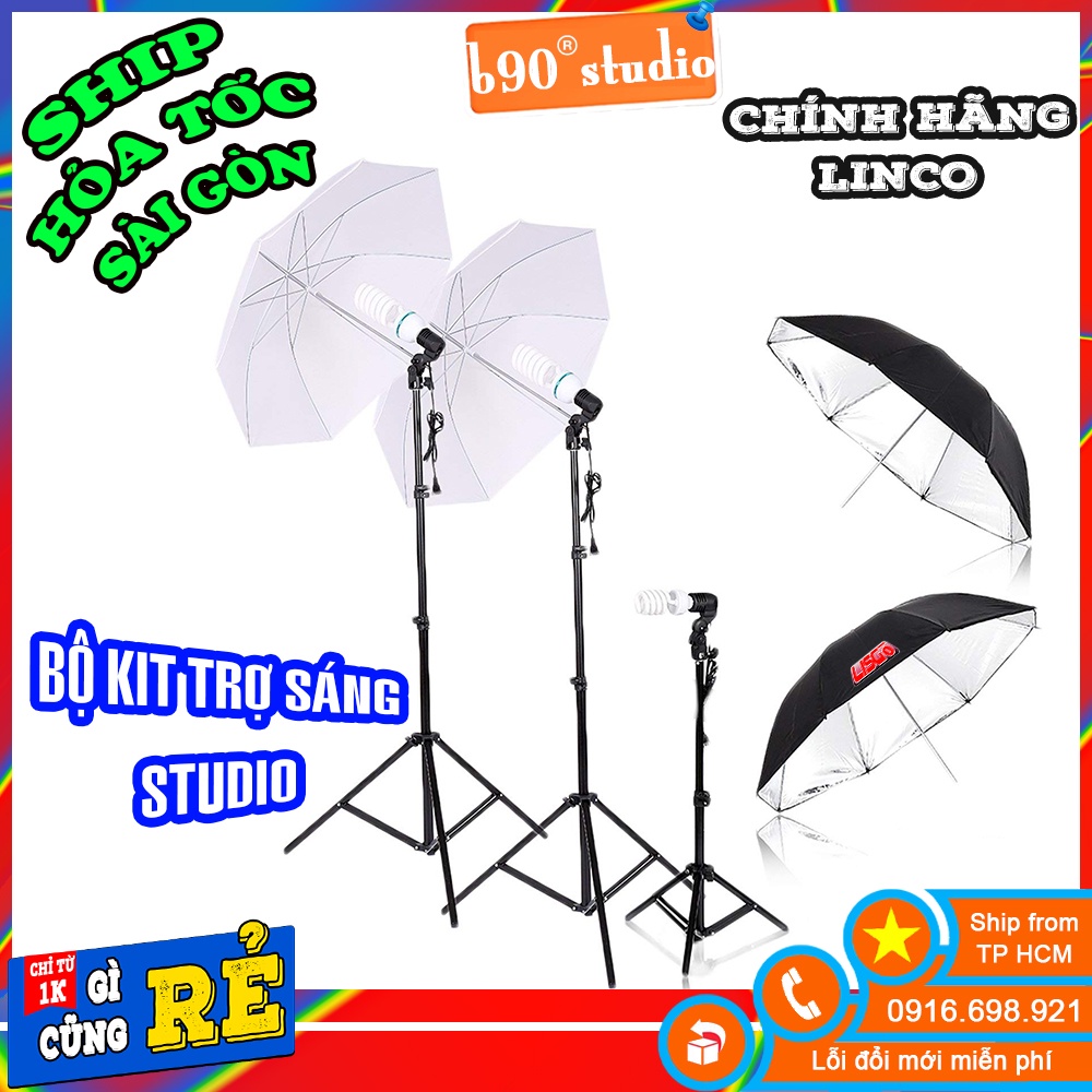 Bộ KIT studio chân đứng 2M chuôi đèn E27 hãng Linco siêu cứng xịn, chụp hình hỗ trợ ánh sáng.