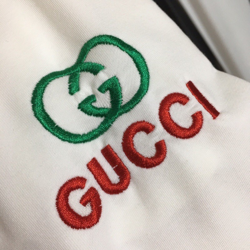 Bộ thể thao nữ Gucci GC GC cao cấp bản logo thêu tinh xảo gồm áo thun tay ngắn và quần dài ống rộng