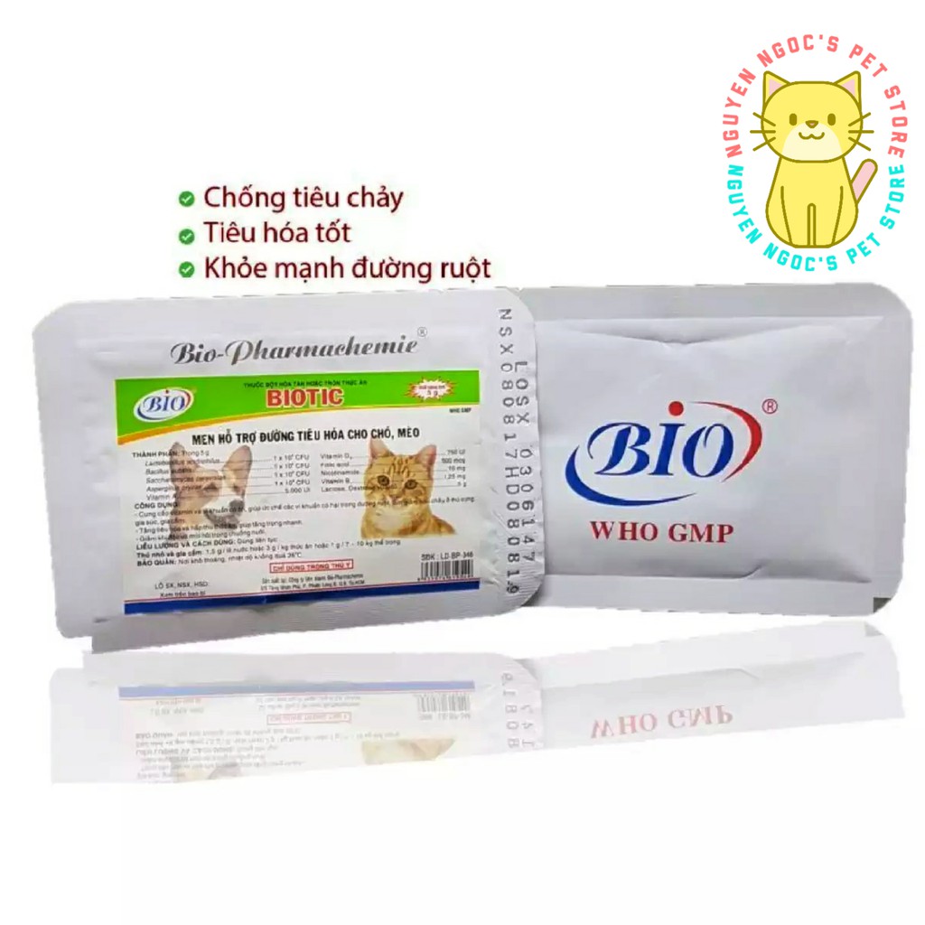 Men tiêu hóa cao cấp Bio Biotic cải thiện tiêu hóa cho CHÓ MÈO gói 5gram