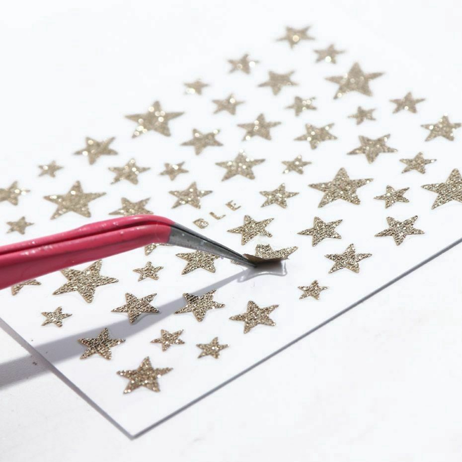 1 Sheet 3D Nail Slider Stars Stickers Glitter Shiny Decoration Decal Transfer DIY