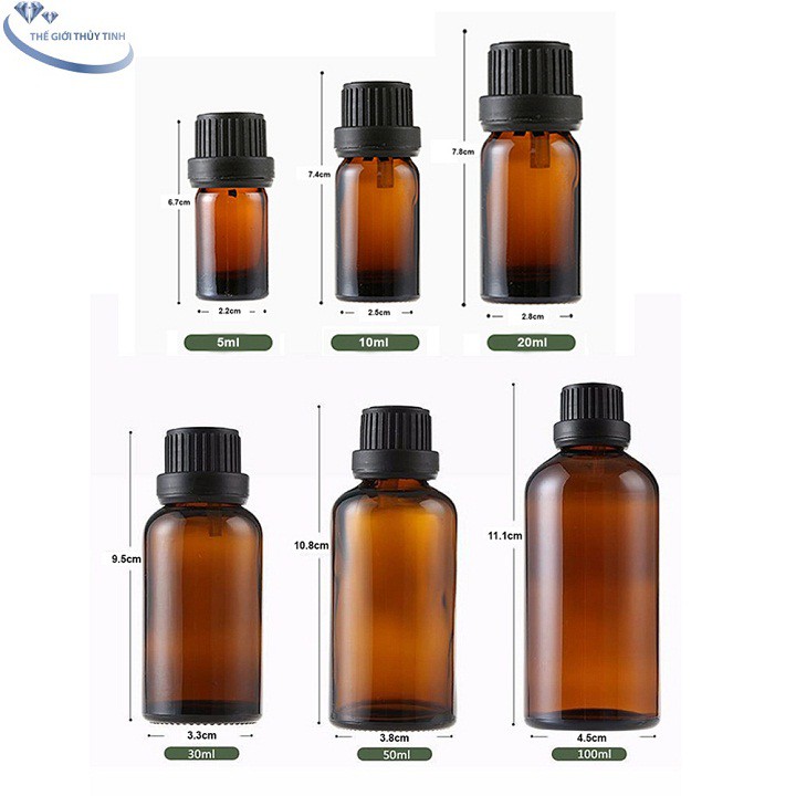 FREESHIP TOÀN QUỐC 50K - Bộ 10 Chai Thủy Tinh 20ml Đựng Tinh Dầu - Nắp Nhỏ Giọt