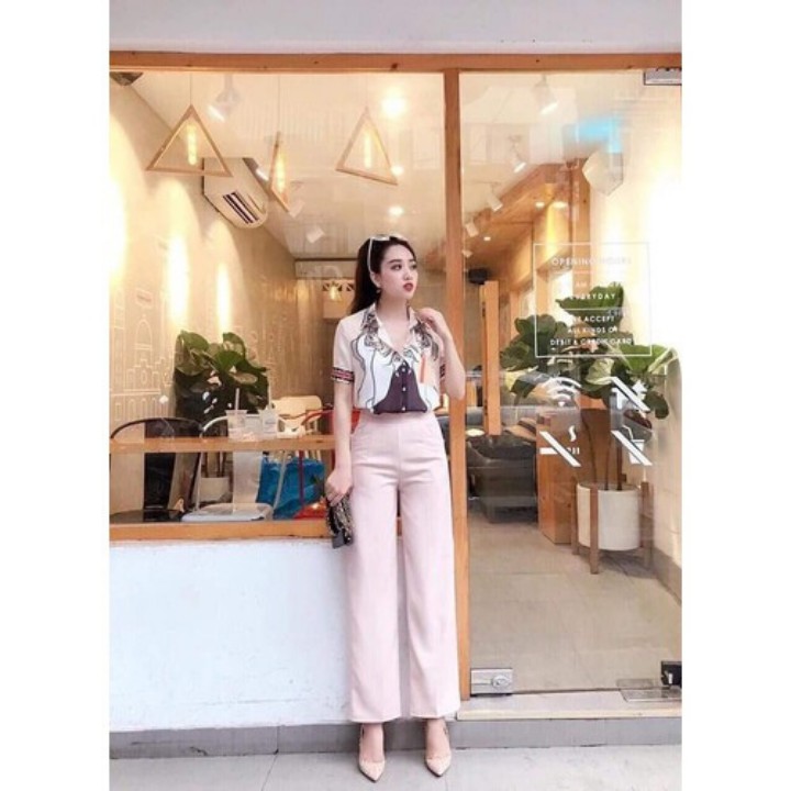 Quần vintex ống rộng lưng cao khóa sườn sang chảnh | BigBuy360 - bigbuy360.vn