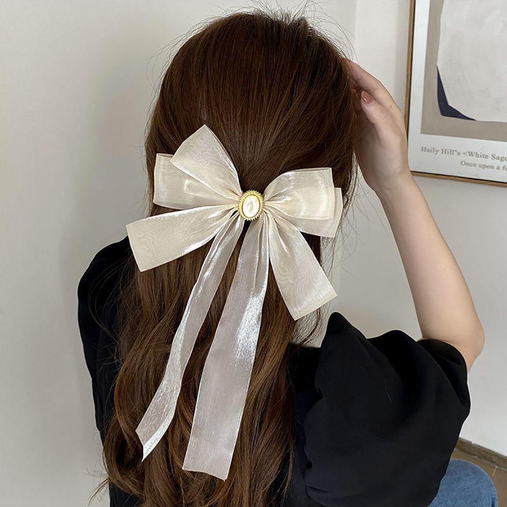Kẹp Tóc Nơ Ruy Băng Đơn Giản Đáng Yêu Cho Nữ